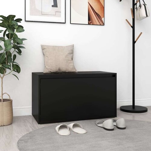  Klupa za hodnik 80 x 40 x 45 cm crna od iverice Slike