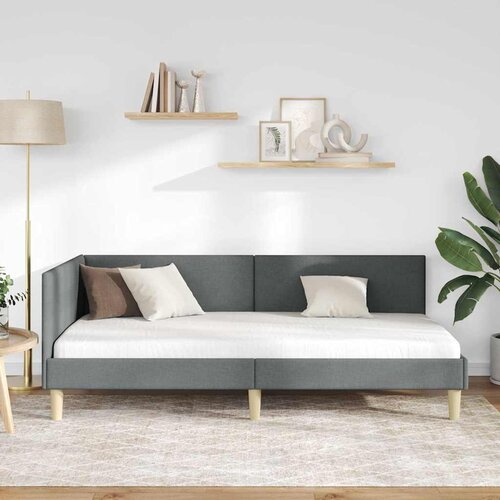  Kutni okvir kreveta s uzglavljem Tamno siva 80 cm x 200 cm Slike