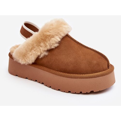 Kesi Women's platform slippers with Camel Sophienne fur Cene