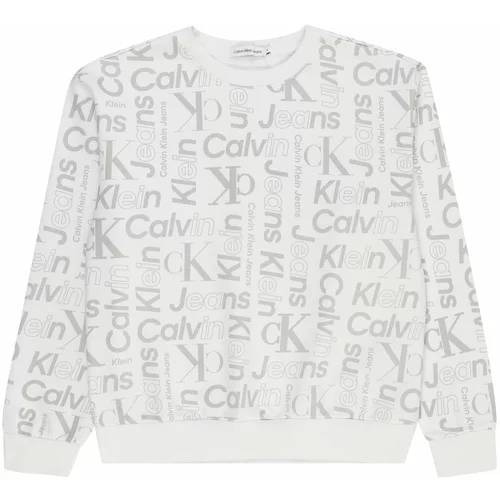 Calvin Klein Jeans Sweater majica tamo siva / bijela
