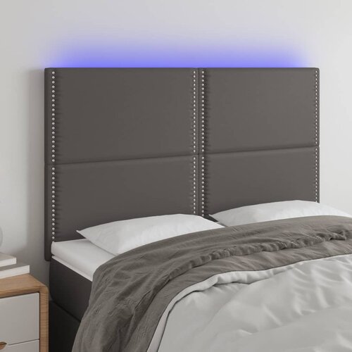  LED uzglavlje sivo 144x5x118/128 cm od umjetne kože Slike