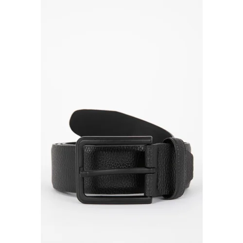 Defacto Men's Classic Faux Leather Rectangle Buckle Belt