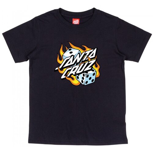 Santa Cruz Majice &amp;amp; Polo majice Youth flaming dice dot t-shirt Črna Slike