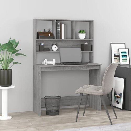  Radni stol s policama siva boja hrasta 102 x 45 x 148 cm drveni Cene