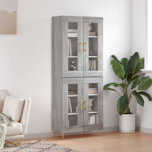 The Living Store Visoka komoda siva sonoma 69,5x34x180 cm inženirski les - Visoka Omara, (21657304) Slike