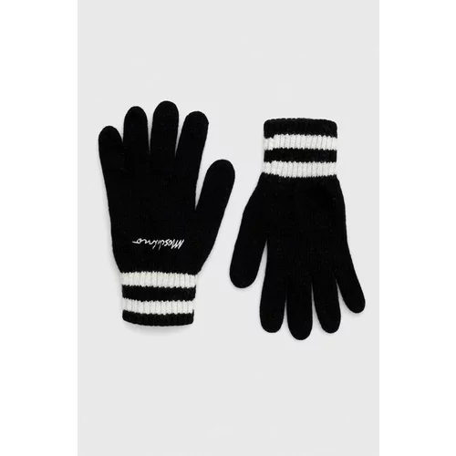 Moschino Volnene rokavice črna barva