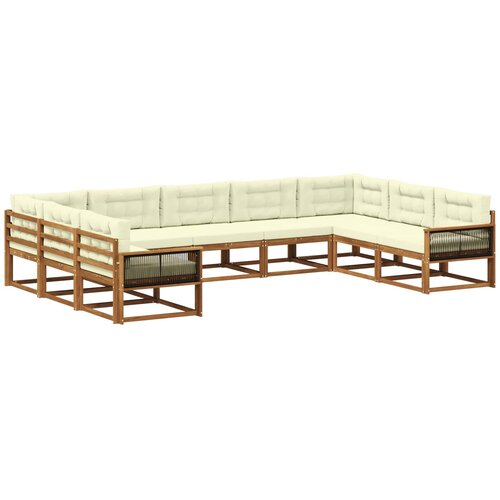 vidaXL Zunanja garnitura za sedenje z blazino 9 pcs Naravna in smetana, (5000279471) Cene