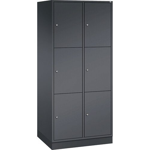 C+P Jeklena omara s predelki z zaklepanjem INTRO, višina predelka 580 mm, ŠxG 820 x 600 mm, 6 predelkov, korpus črno siv, vrata črno siva Cene