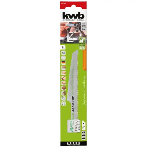 KWB list sabljaste žage akku-top (za les/plastiko, dolžina: 230/190 mm, 2 kosa)