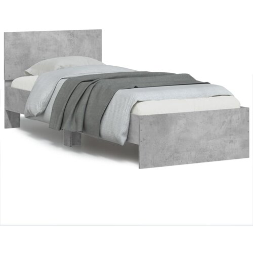 VidaXL Posteljni okvir z vzglavjem betonsko siv 90x200 cm inž. les Slike