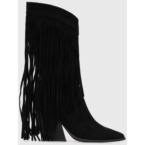 Answear Lab Elegantni škornji ženski, črna barva