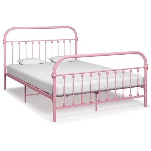 vidaXL posteljni okvir roza kovinski 140x200 cm