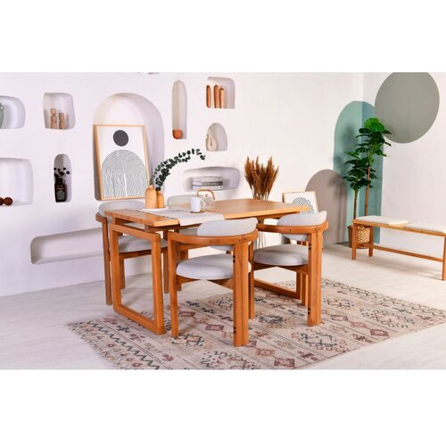 Woody Fashion Set trpezarijski sto i 4 trpezarijske stolice Cheri 4S Hrast-Krem Cene