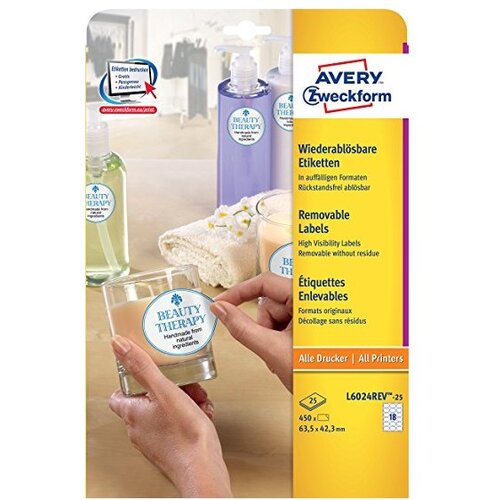 Avery Zweckform Odstranljive univerzalne etikete 63,5 x 42,3 mm Slike