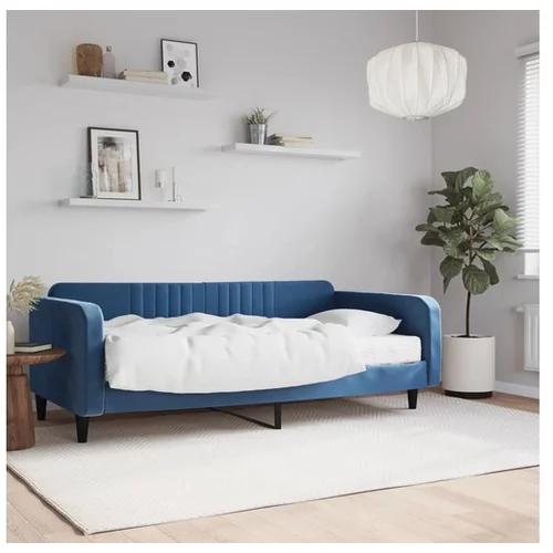 vidaXL Dnevna postelja z vzmetnico modra 100x200 cm žamet
