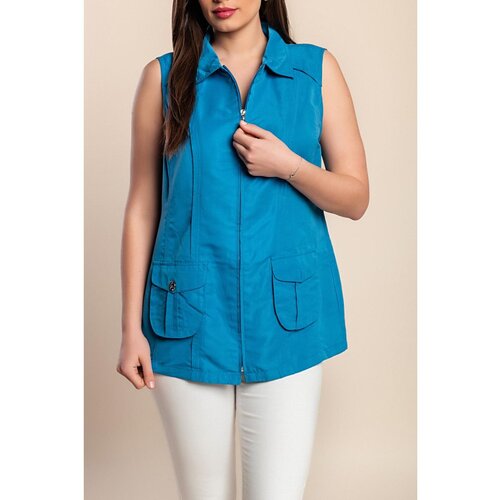 Fenzy Plus Size Brezrokavnik Z Zadrgo, Moder Cene