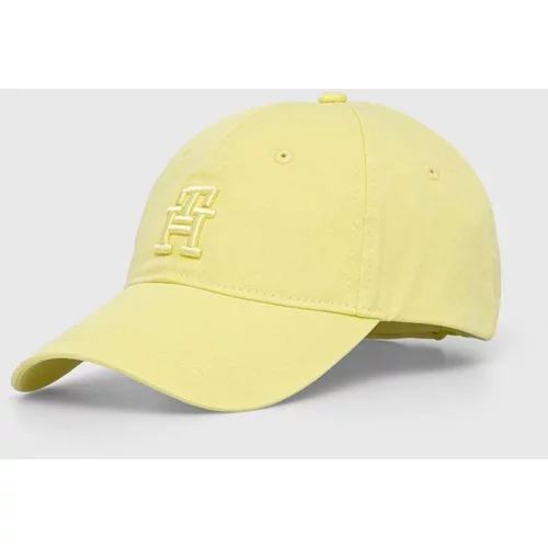 Tommy Hilfiger Pamučna kapa sa šiltom boja: žuta, s aplikacijom, AW0AW16170
