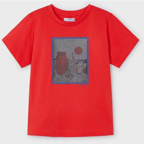 Mayoral Dječja pamučna majica kratkih rukava boja: crvena, s aplikacijom