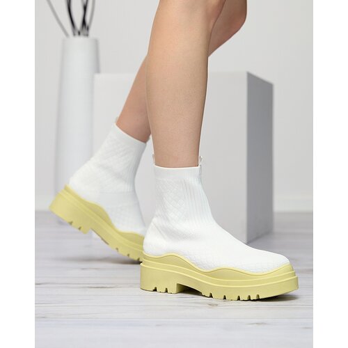 Resti White and yellow women's flat-heeled boots Seritis - Footwear Cene