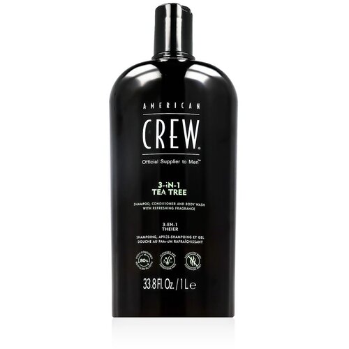 American Crew Tea Tree 3-in-1 &amp;scaron;ampon, regenerator i gel za tu&amp;scaron;iranje 1000 ml Slike