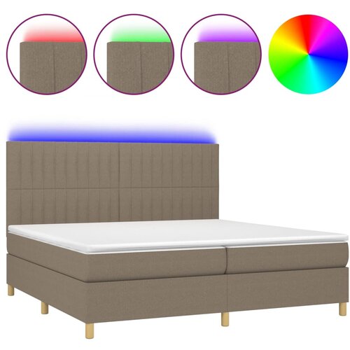 Maison Chic Box spring postelja - Vzmetna postelja z vzmetnico LED taupe 200x200 cm blago SL16128, (21895856) Cene