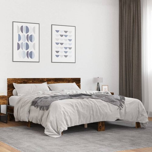 Furnova Posteljni okvir dimljeni hrast 160x200 cm inž. les in kovina, (21941671) Slike