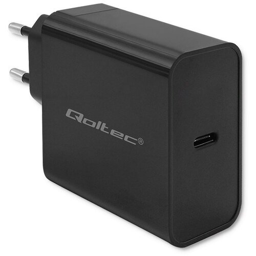 Qoltec 52379 Super Quick PD Charger | 1xUSB-C | 65W | 5-20V | 3-3.25A | Black Slike