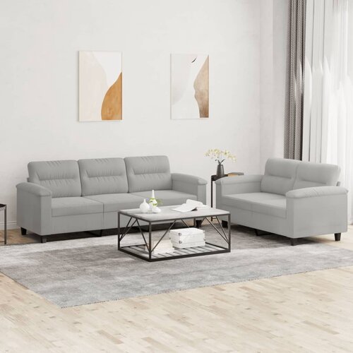 vidaXL 2-dijelni set sofa s jastucima svjetlosivi od mikrovlakana Cijene