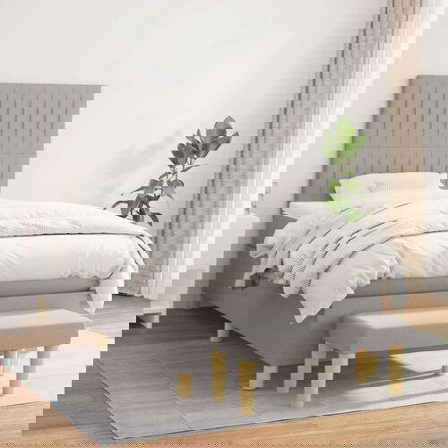  Krevet s oprugama i madracem svjetlosivi 100x200 cm od tkanine Slike