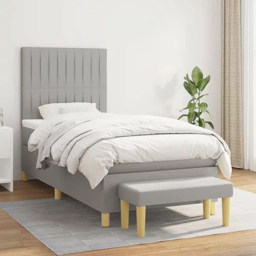  Krevet s oprugama i madracem svjetlosivi 100x200 cm od tkanine