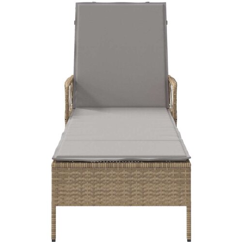 VidaXL Ležaljka na suncu Bež i svijetlosiva PE ratan 157 x 55 x 92 cm Slike