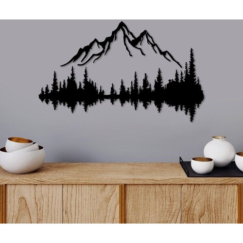 Wallity Zidna dekoracija Priroda i planina - 7, 70 x 43 cm, Crna Cene