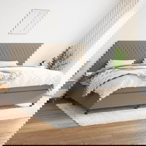  The Living Store Box spring postelja z vzmetnico taupe 200x200 cm blago - Box Spring Postelja, (21496904) Slike