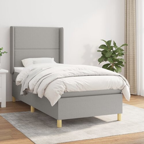The Living Store Box spring postelja z vzmetnico svetlo siva 80x200 cm blago - Box Spring Postelja, (21520555) Slike
