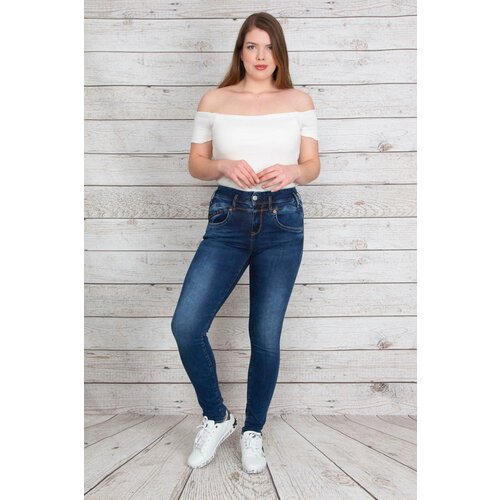 Şans Women's Plus Size Navy Blue 5 Pocket Skinny Jeans Slike