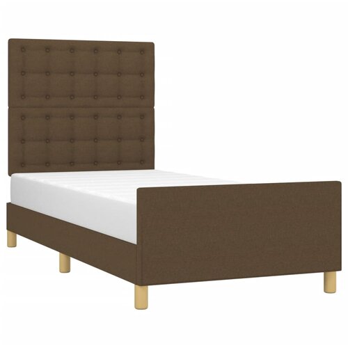  Okvir za krevet s uzglavljem tamnosmeđi 80x200 cm od tkanine Slike