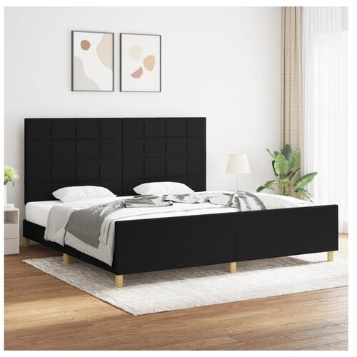  Posteljni okvir z vzglavjem črn 200x200 cm blago Cene