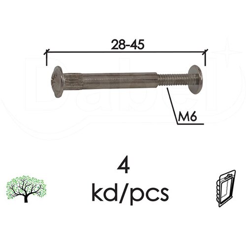 Dabel vijak i spojnica sa navojem VS1 nikl M6/28-45mm (4kom) xpd 0206096 Slike