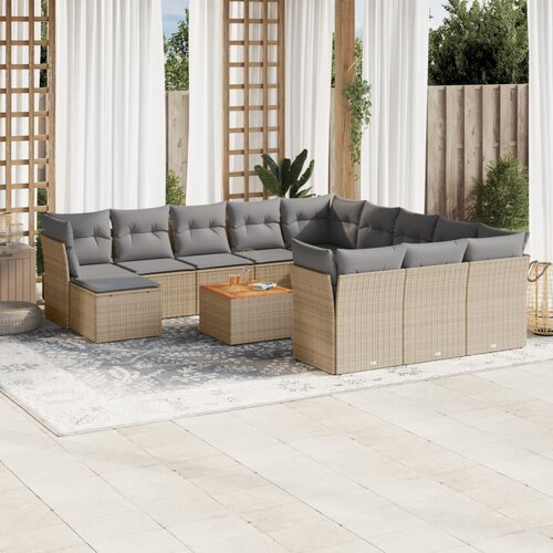 vidaXL 13-dijelni set vrtnih sofa s jastucima bež od poliratana Cene