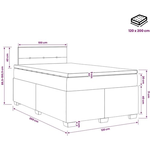 Boxspring krevet s madracem Crna 120 x 200 cm Bar&amp;scaron;un - Crna 120 x 200 cm Pro&amp;scaron;iveno gumbima Slike
