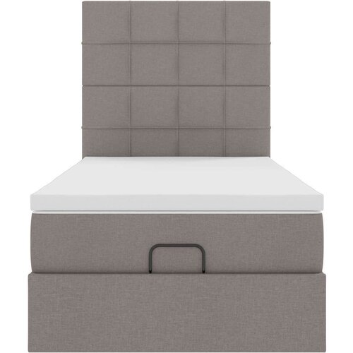 VidaXL otomanski okvir kreveta s madraca smeđesivi 90x200cm od tkanine Slike