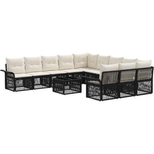 vidaXL Vrtna sedežna garnitura 12 pcs Črna poli ratan, (5000270982) Cene