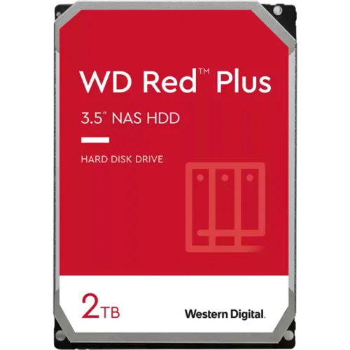 HDD NAS WD Red Plus 2TB CMR, 3.5'', 128MB, 5400 RPM, SATA, TBW: 180