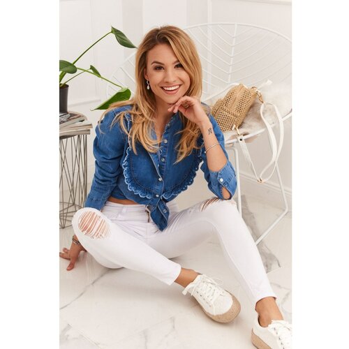 Fasardi Ripped denim jeans in white Slike