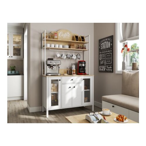 Hanah home FRN-20075-1 WoodenWhite Coffee Bar Cabinet Slike