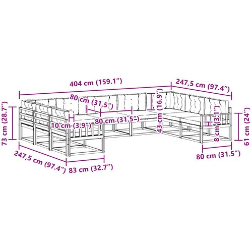  Set vanjskih sofa s jastukom 9 pcs Bijela i antracit Slike