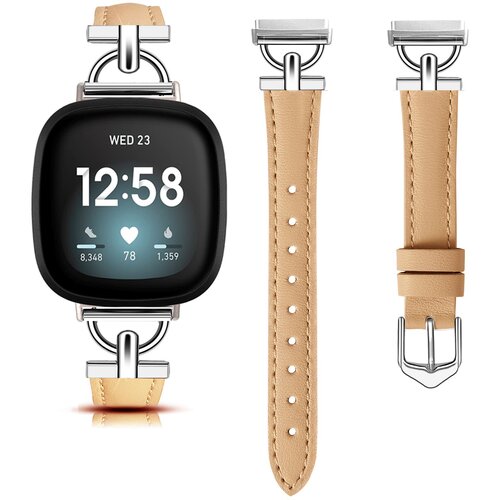 INF Usnjen pa&scaron;ček za uro Fitbit Versa 3/4/Sense - kaki, (5000086221) Cene