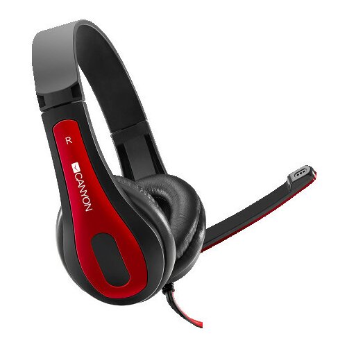 Canyon HSC-1 basic PC headset with microphone Black-red ( CNS-CHSC1BR ) Cene