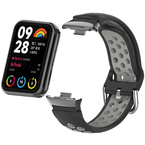 INF Silikonski pašček za uro za Xiaomi Mi Band 9/8 Pro (18 mm) Black+Grey, (21639324) Cene