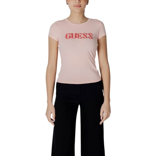 Guess Majice s kratkimi rokavi SS PONY HAIR LOGO R5 W5GI42 J1314 Rožnata Cene